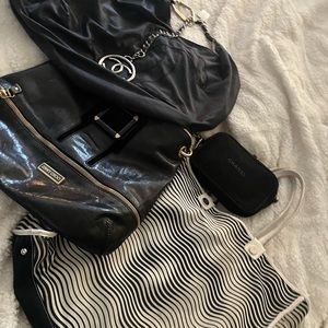 Chanel Louis Vuitton jimmy Choo several bags trying to clear my closet.